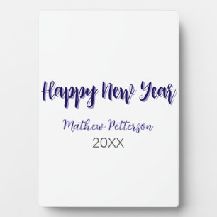 Happy new year purple black add name year simple  plaque