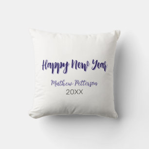 Happy new year purple black add name year simple  throw pillow