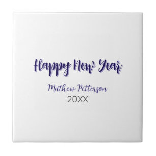Happy new year purple black add name year simple  tile