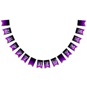Happy New Year Purple Black Bunting Flags