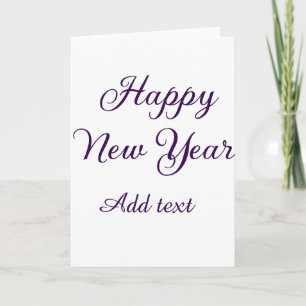Happy new year purple calligraphy simple minimal card