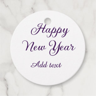 Happy new year purple calligraphy simple minimal favour tags
