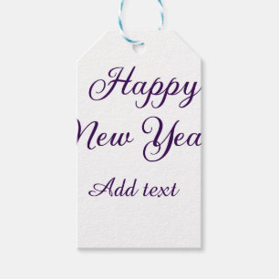 Happy new year purple calligraphy simple minimal gift tags