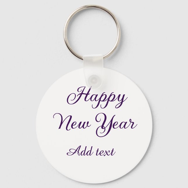 Happy new year purple calligraphy simple minimal  keychain (Front)