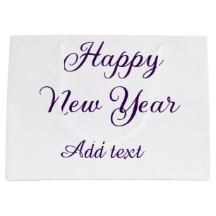 Happy new year purple calligraphy simple minimal  large gift bag