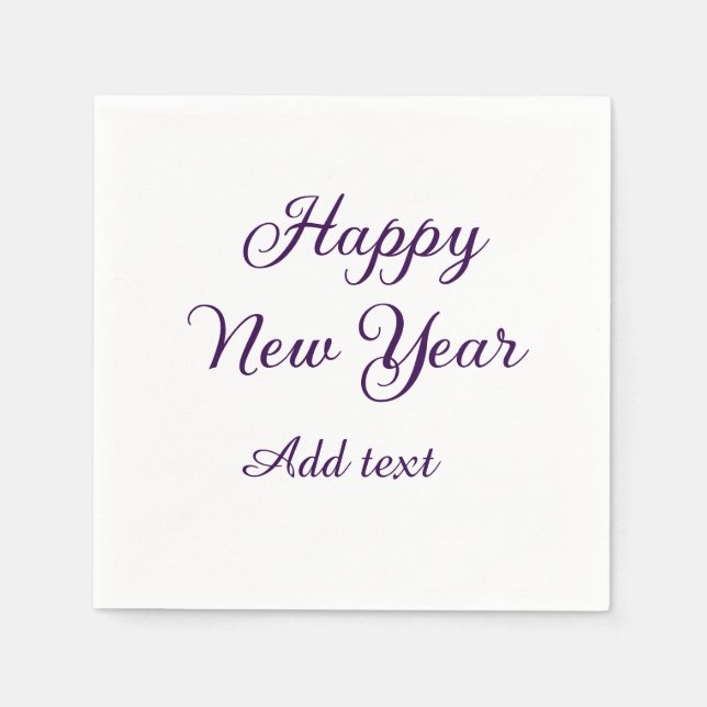 Happy new year purple calligraphy simple minimal  napkin (Front)