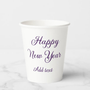 Happy new year purple calligraphy simple minimal  paper cups