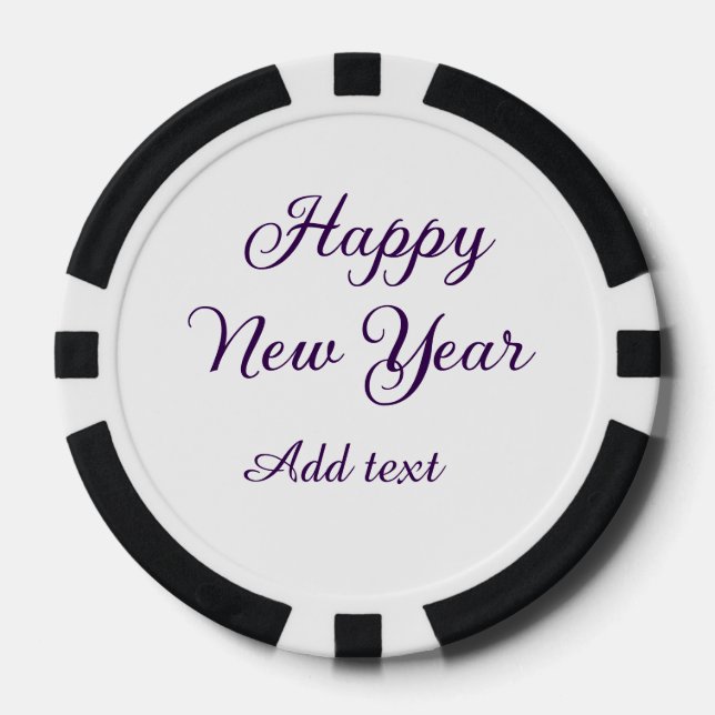 Happy new year purple calligraphy simple minimal  poker chips (Front)