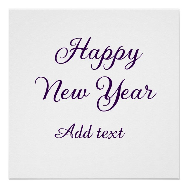 Happy new year purple calligraphy simple minimal  poster (Front)
