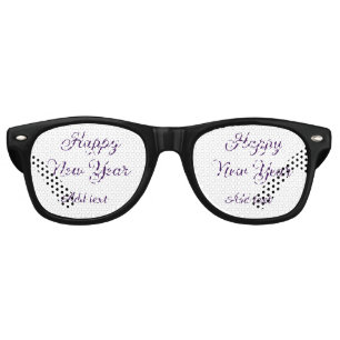 Happy new year purple calligraphy simple minimal retro sunglasses