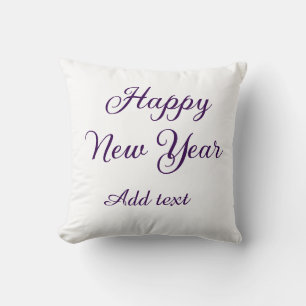 Happy new year purple calligraphy simple minimal  throw pillow