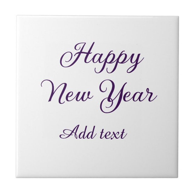 Happy new year purple calligraphy simple minimal  tile (Front)