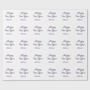 Happy new year purple calligraphy simple minimal wrapping paper