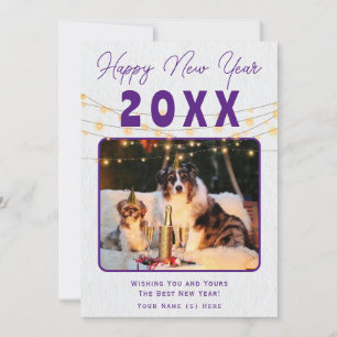 Happy New Year Purple Tones Texture Background Holiday Card