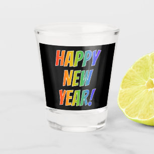 "HAPPY NEW YEAR!" Rainbow Text Shot Glass