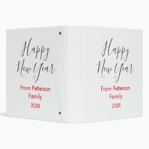 Happy new year red gra add family name year simple binder