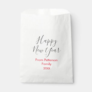 Happy new year red gra add family name year simple favour bag