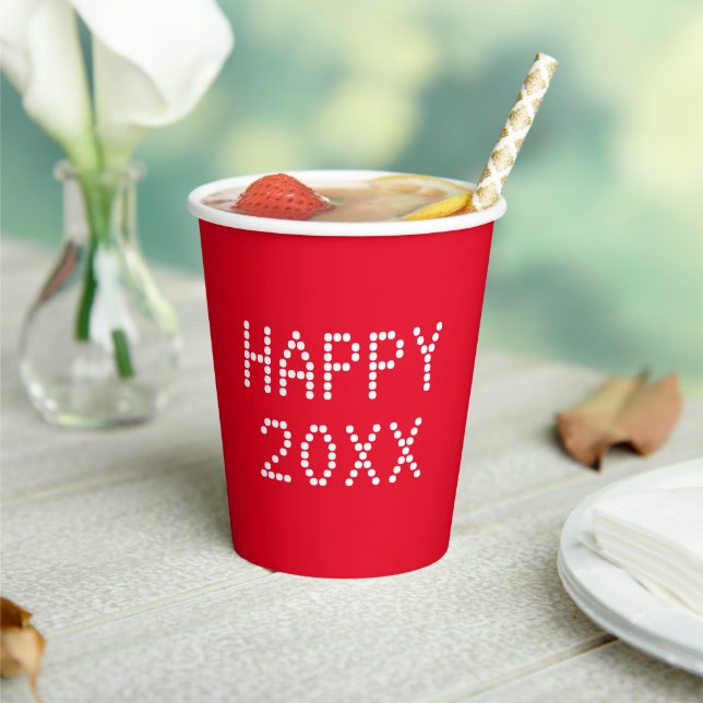 Happy New Year red white custom number modern Paper Cups (Insitu)