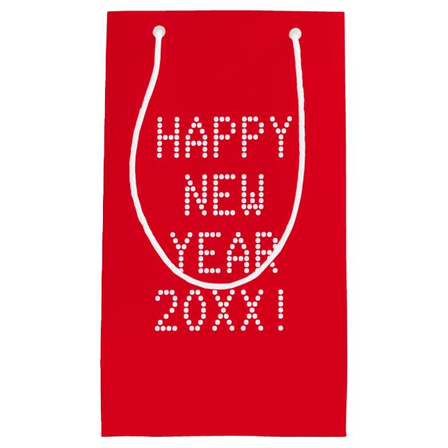 Happy New Year red white custom text modern Small Gift Bag (Front)