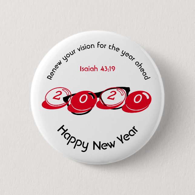 Happy New Year RENEW VISION 2020 Stylish 2 Inch Round Button (Front)