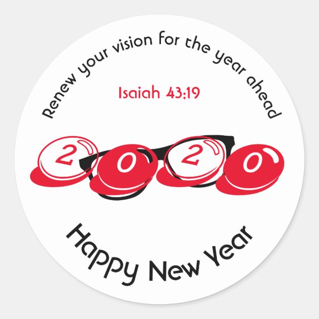 Happy New Year RENEW VISION 2020 Stylish Classic Round Sticker (Front)
