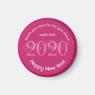 Happy New Year RENEW VISION 2020 Stylish PINK Magnet
