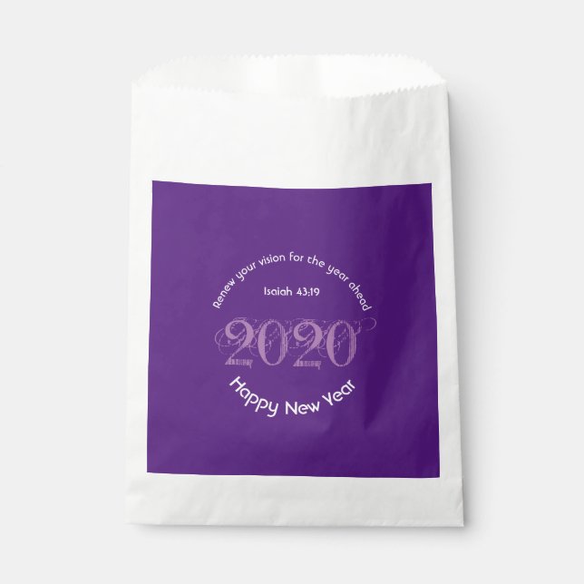 Happy New Year RENEW VISION 2020 Stylish PURPLE Favour Bag (Front)