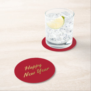 Happy new year - round paper coaster