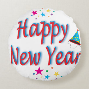 Happy New Year Round Pillow