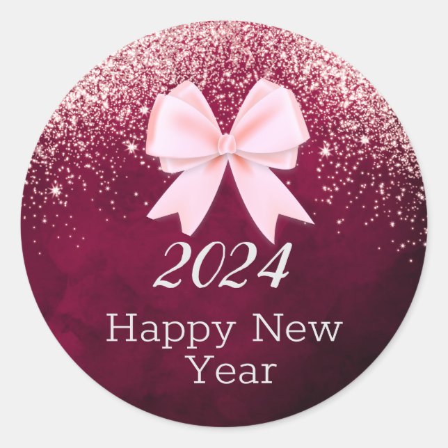 happy new year round Sticker rose vector (Front)