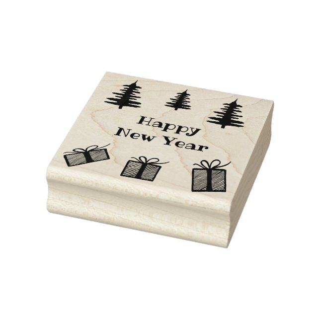 Happy New Year rubber stamp, new year Stamp (Stamp)