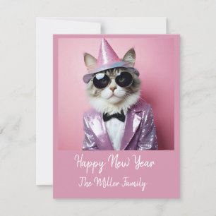 Happy New Year’s party - Cat in Disguise  Holiday Card