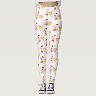 happy new year santa claus christmas pig leggings