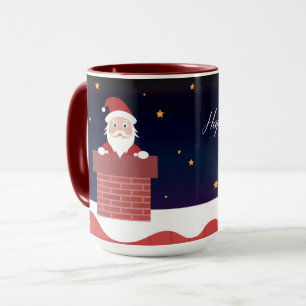 Happy New Year Santa on house roof  Mug