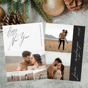 Happy New Year Script 6-Photo Engaged Couples Holiday Card
