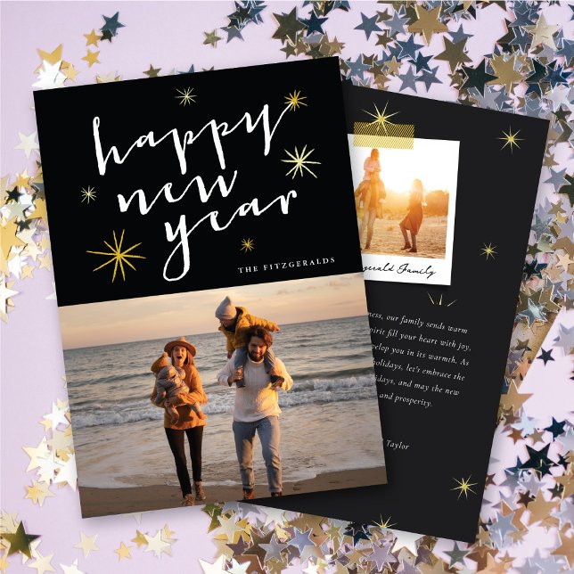 Happy New Year Script Gold Starburst Photo Holiday (Happy New Year Script Gold Starburst Photo Holiday @ fat_fa_tin)