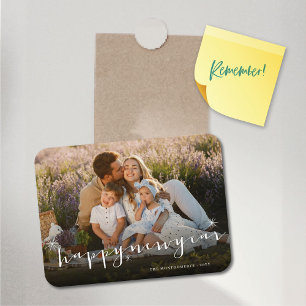 Happy New Year Script Starburst Photo Magnet