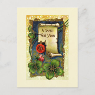Happy New Year Scroll Holiday Postcard