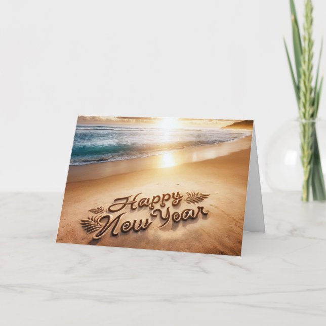 Happy New Year Seashore Holiday Card (Front)