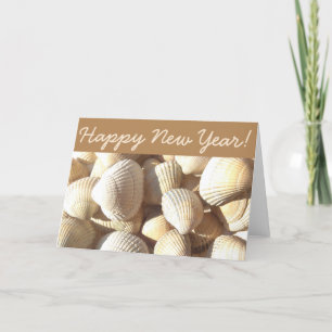 Happy New Year Shells Sunny Summer Tropical Beach Holiday Card