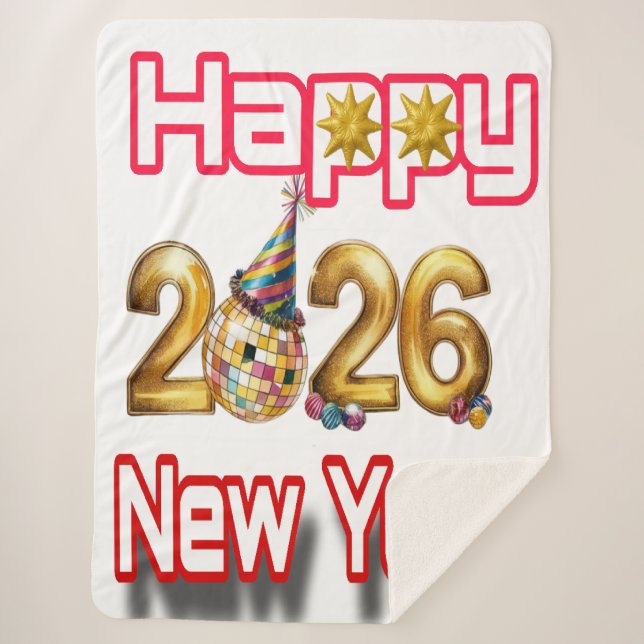 Happy New year  Sherpa Blanket (Front)