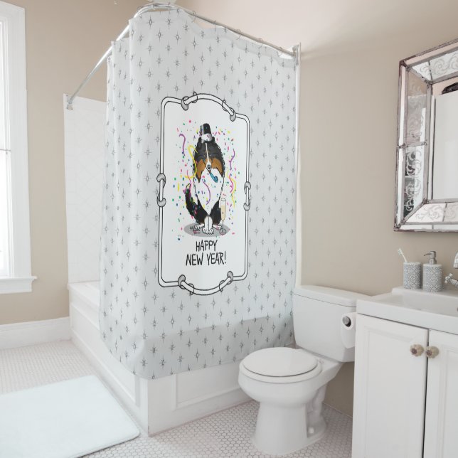 Happy New Year Shetland Sheepdog (tri colour) Cute (In Situ)