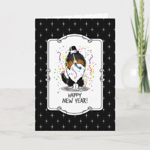 Happy New Year Shetland Sheepdog (tri colour) Cute Card