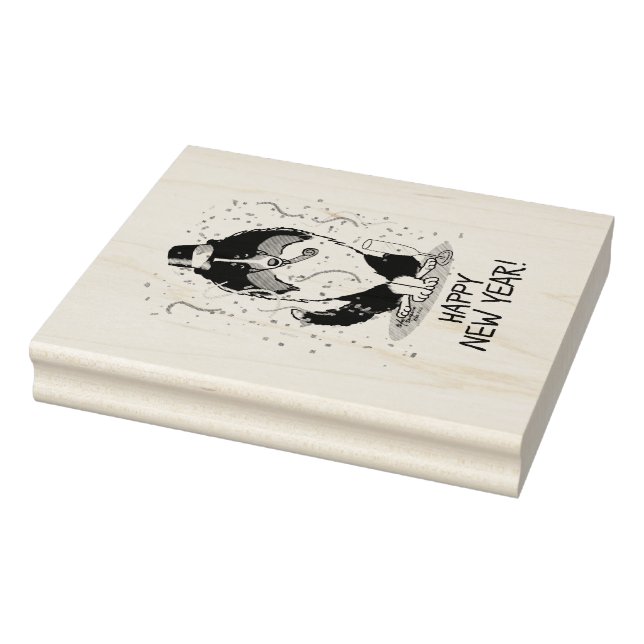 Happy New Year Shetland Sheepdog (tri colour) Cute Rubber Stamp (Stamp)