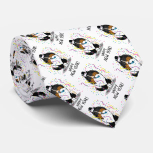 Happy New Year Shetland Sheepdog (tri colour) Cute Tie