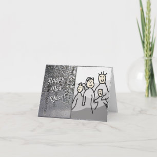 Happy New Year Silver with Photo Holiday Card
