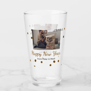 Happy new year Single father add photo name brown  Glass