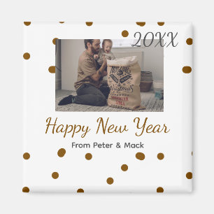 Happy new year Single father add photo name brown  Magnet