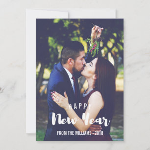 Happy New Year Sketched Personalized Photo Holiday Card