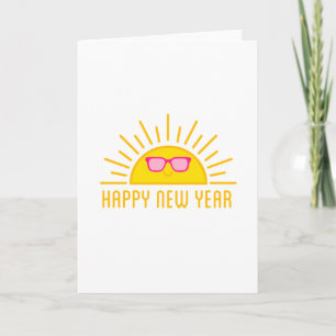 Happy new year, smiling sun card